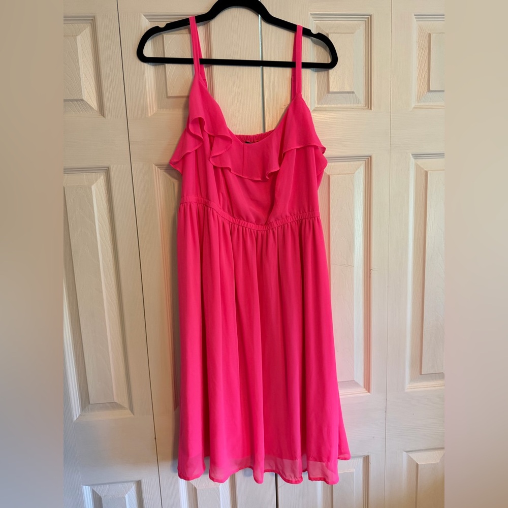 torrid Hot Pink Spaghetti Strap sundress with Ruffle Top